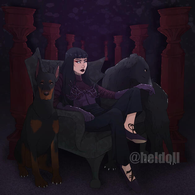 Hel with Garm & Nidhoggr